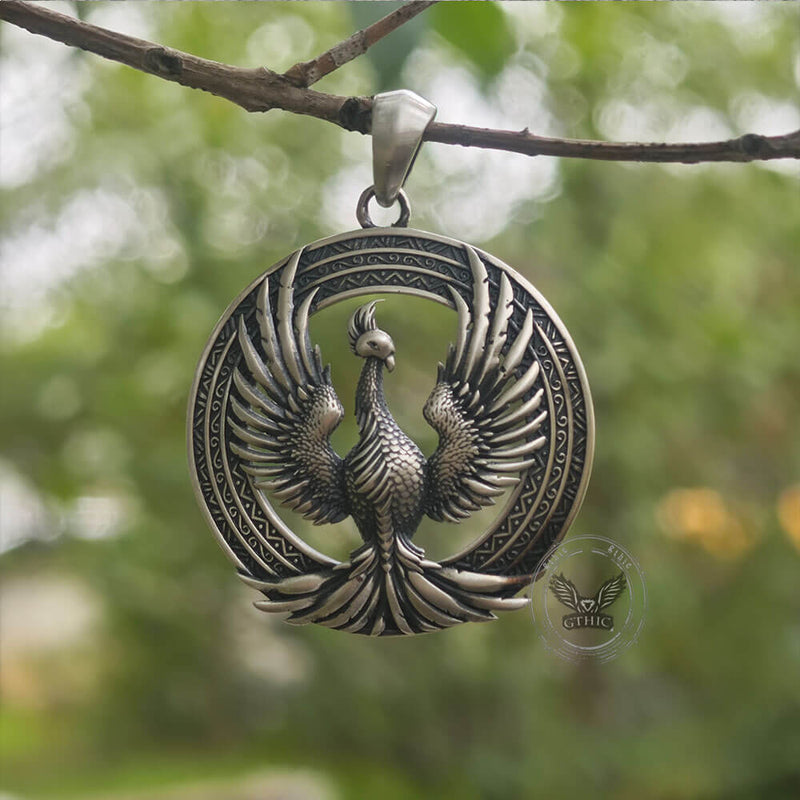 Flying Phoenix Totem Sterling Silver Pendant
