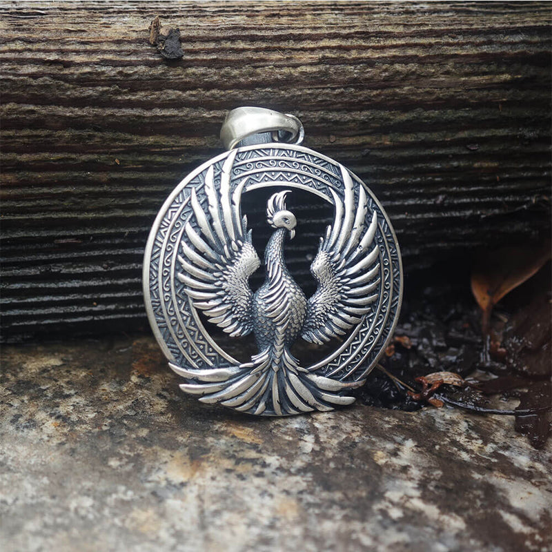 Flying Phoenix Totem Sterling Silver Pendant