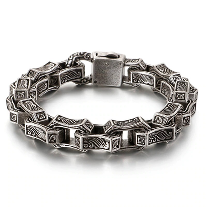 Engraving Square Bracelet / Stainless Steel Cuff Chain / Punk Bangle Jewelry