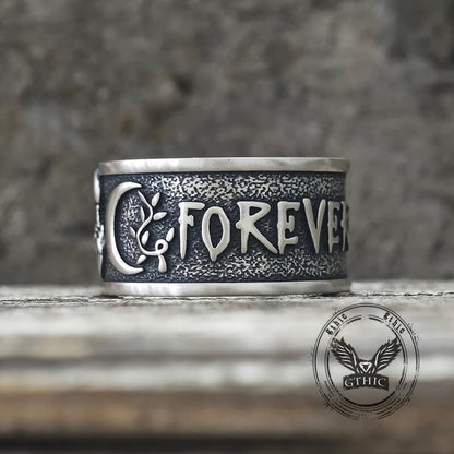 Forever More Wings Hourglass Moon Sterling Silver Skull Ring