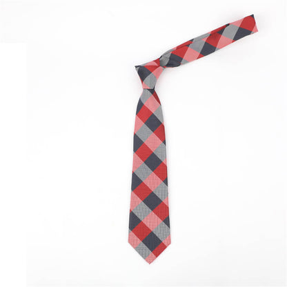Geometric Check Striped Polyester Tie