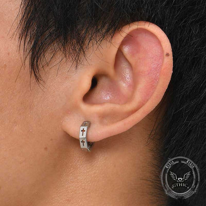 Geometric Hollow Cross Stainless Steel Earrings