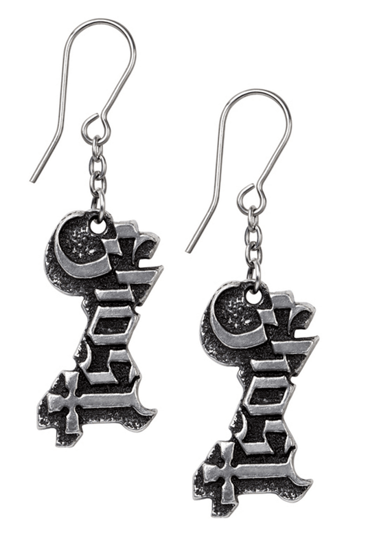 Ghost Band Logo Pewter Dangle Earrings With French Hooks