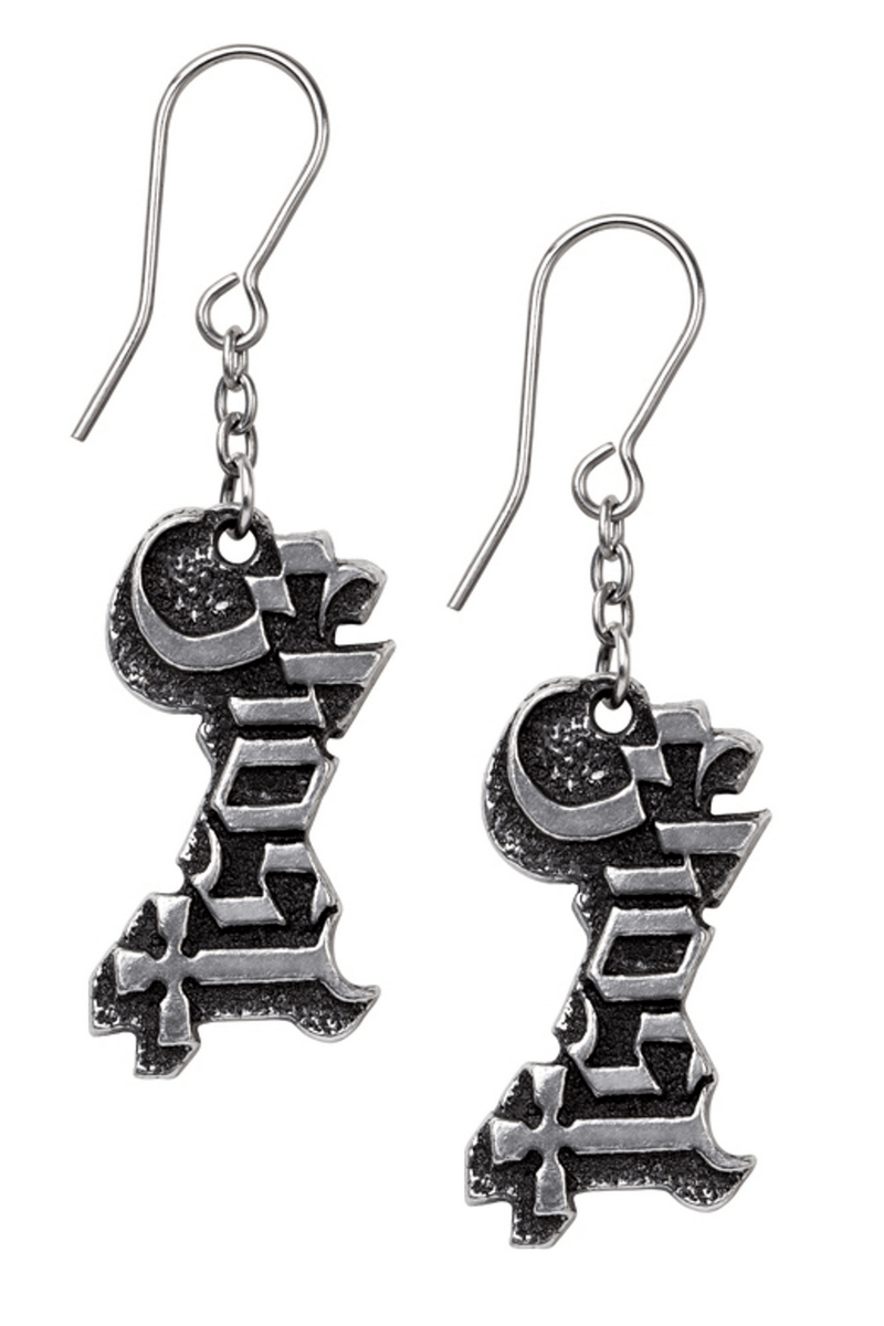 Ghost Band Logo Pewter Dangle Earrings With French Hooks