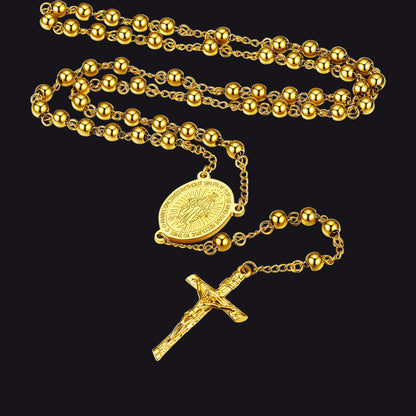 Catholic Virgin Mary Rosary Beads Cross Necklace Chain for