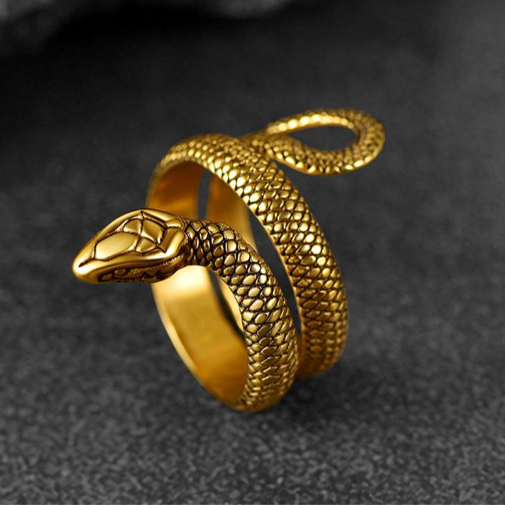 Punk Coiled Snake Stainless Steel Ring for