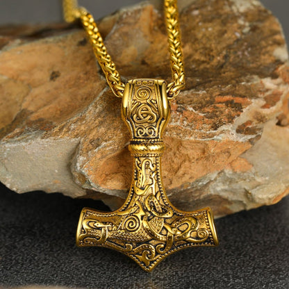 Norse Viking Thor's Hammer Necklace Mjolnir Pendant for