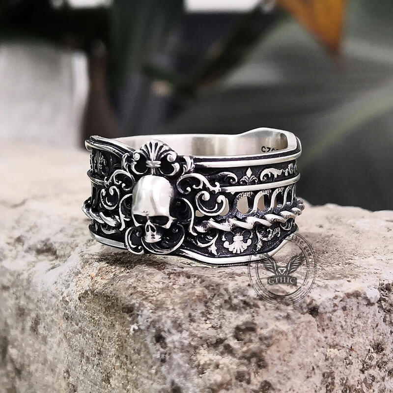 Goth Skull Sterling Silver Ring