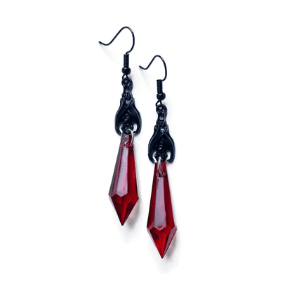 Gothic Bat Earrings With Teardrop Beads / Alternative Female Jewelry / Accessories
