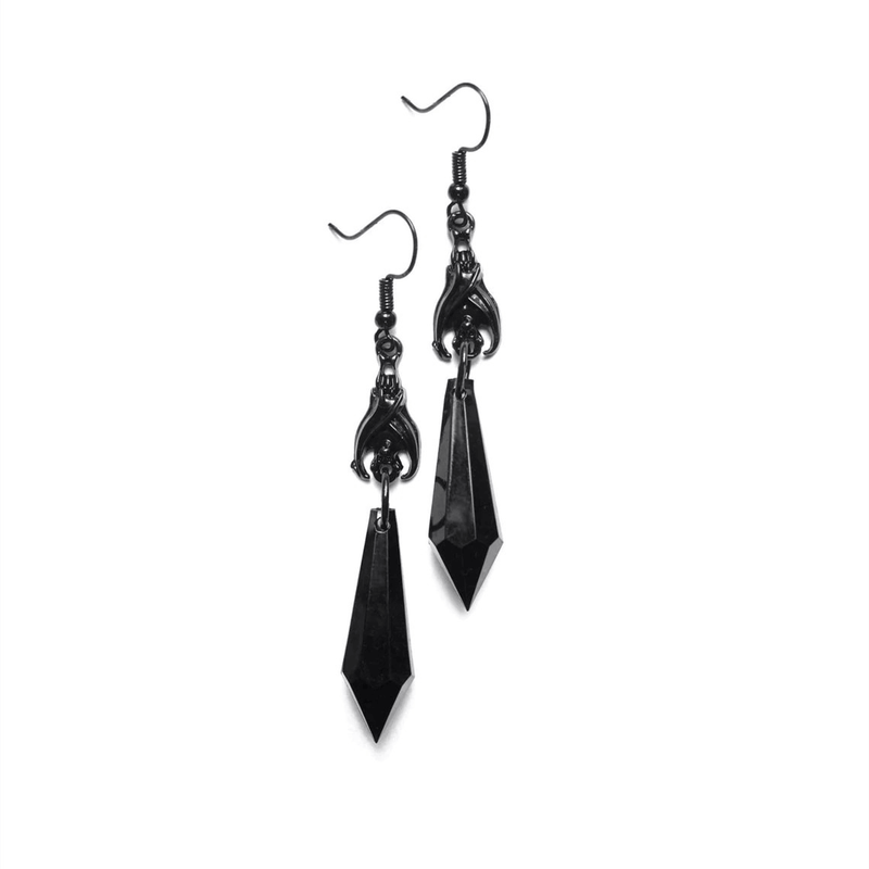 Gothic Bat Earrings With Teardrop Beads / Alternative Female Jewelry / Accessories