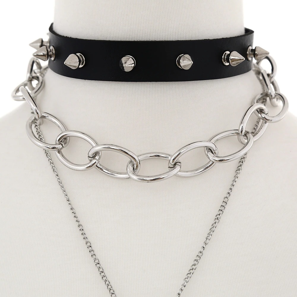 Gothic Black Choker Necklace for / Chain Collar Necklace