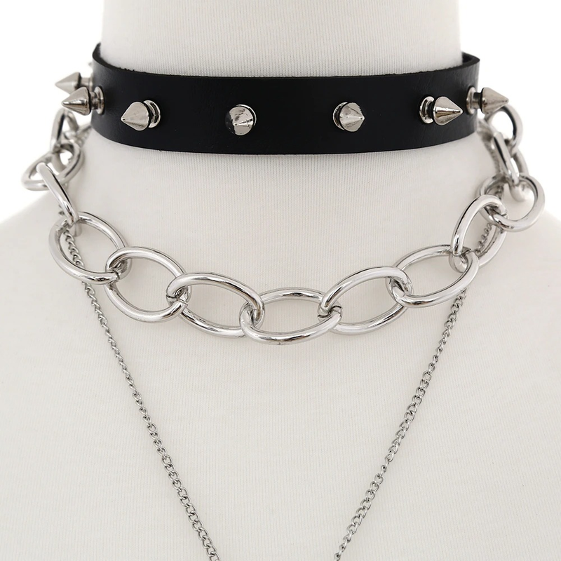 Gothic Black Choker Necklace for / Chain Collar Necklace