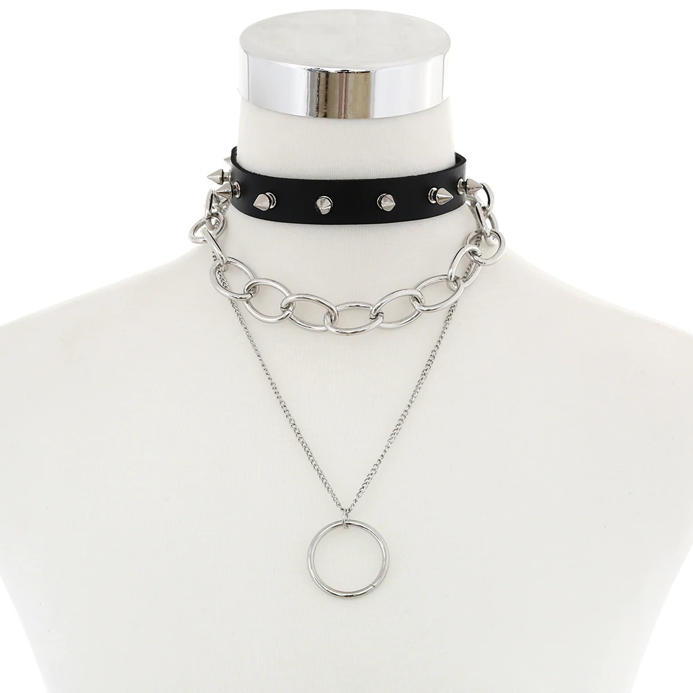 Gothic Black Choker Necklace for / Chain Collar Necklace