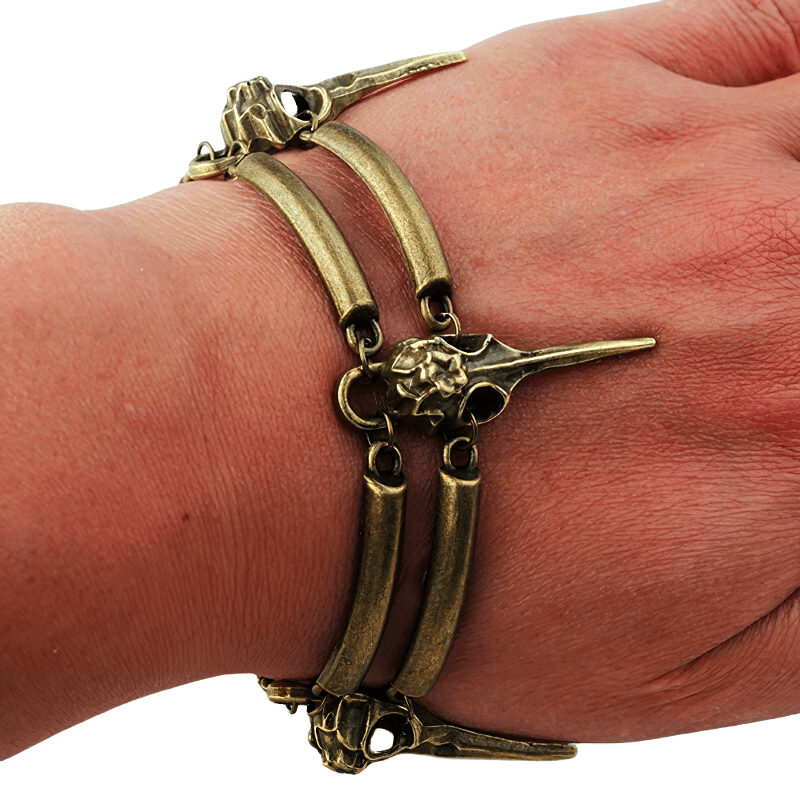Gothic Crow Skull Bracelet for and / Mystery Witch Bracelets