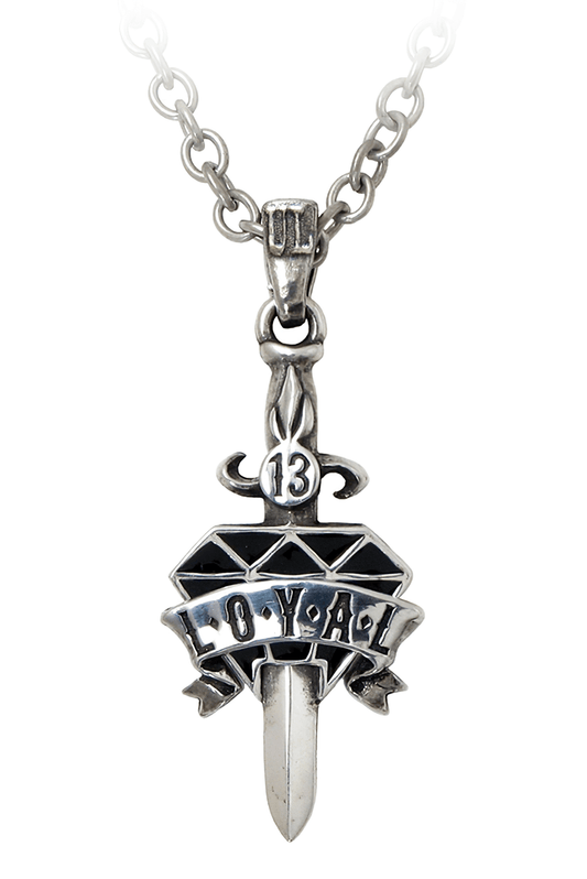 Gothic Dagger Necklace With Black Enamel Detail