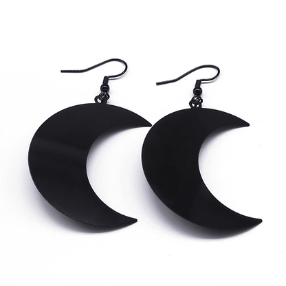 Gothic Dark Celtic Earring for / Stainless Steel Crescent Form Earrings With Red Stone
