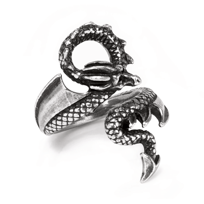 Gothic Dragon Lure Ring in English Antiqued Pewter