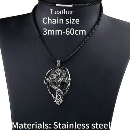 Gothic Dragon on the Cross Design Steel Pendant / Stylish Stainless Steel Necklace