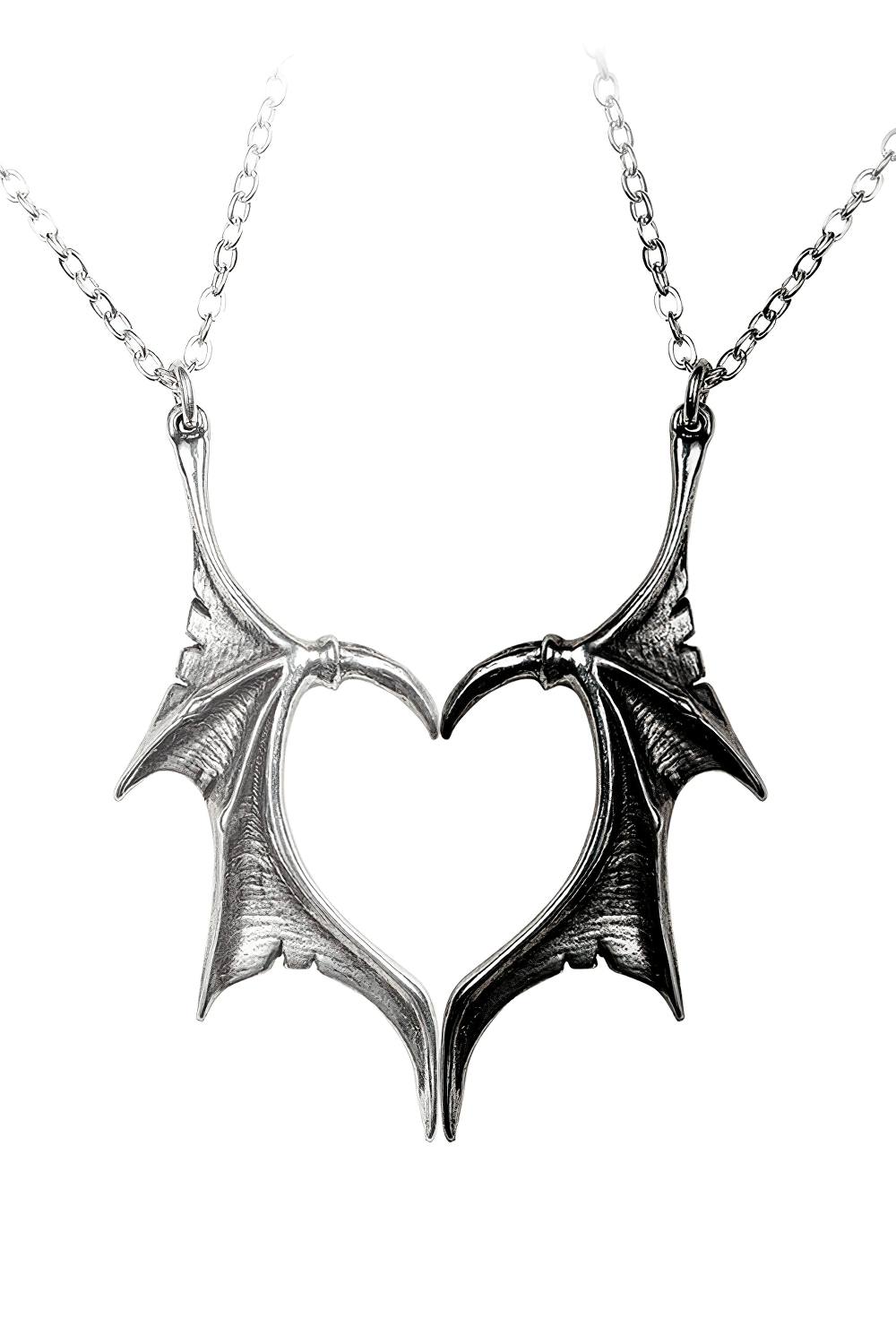 Gothic Dragon Wing Heart Pendant Set for Couples