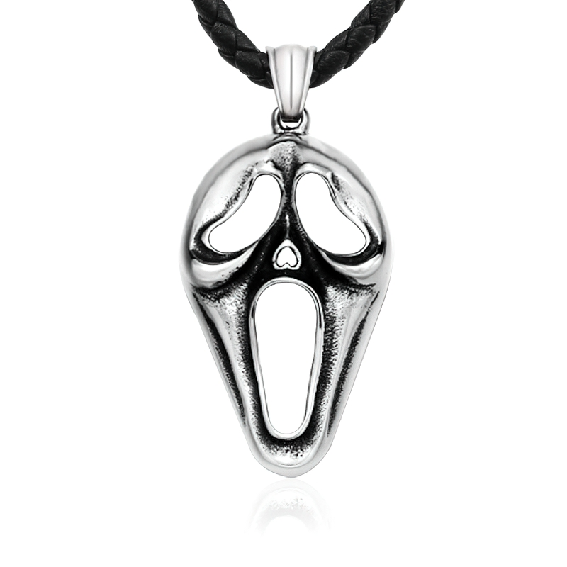 Gothic Pendant of Scream Face / Necklace of Stainless Steel / Rock Style Jewelry