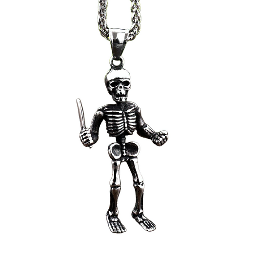 Gothic Pendant of Skull Biker and Knife / Necklace / Alternative
