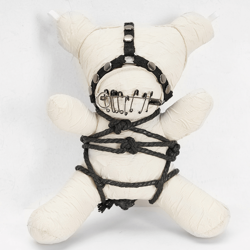 Gothic Punk Bear Plush With Chain and Edgy Detailing