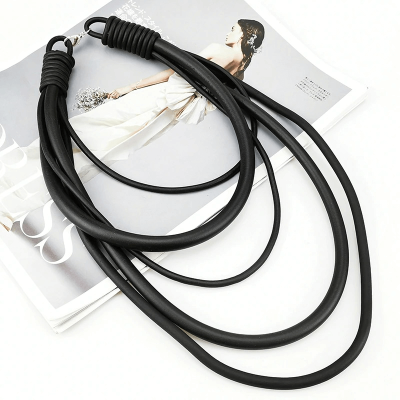 Gothic Punk Black Rubber Necklace / Handmade Designer Accessories for