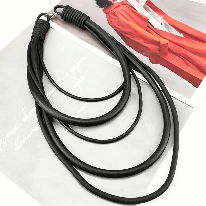 Gothic Punk Black Rubber Necklace / Handmade Designer Accessories for