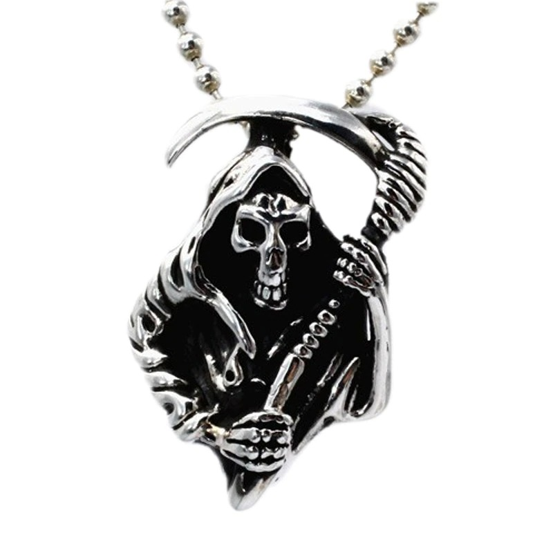 Gothic Reaper Pendant / Sterling Silver Jewerly / Skeleton Pendant
