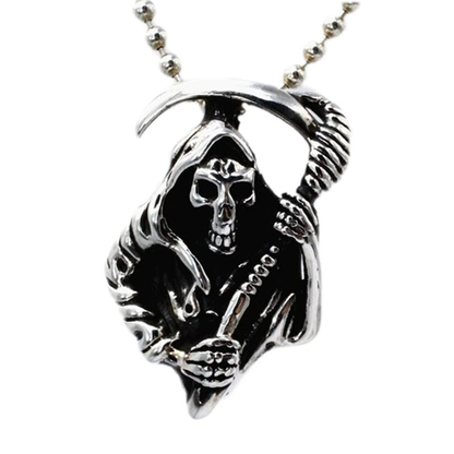 Gothic Reaper Pendant / Sterling Silver Jewerly / Skeleton Pendant