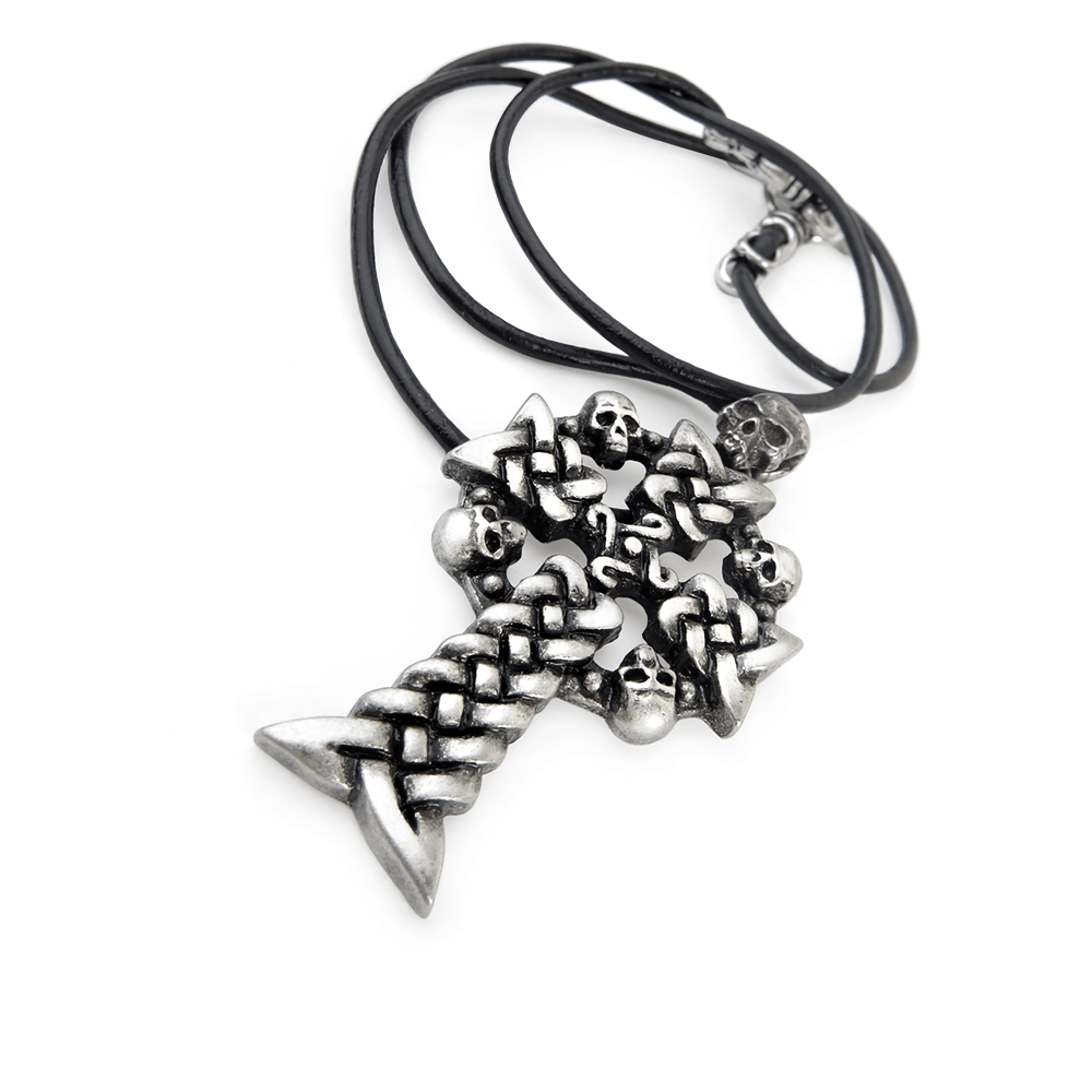 Gothic Skull Cross Pendant With Celtic Knot Design