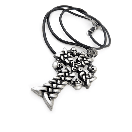 Gothic Skull Cross Pendant With Celtic Knot Design