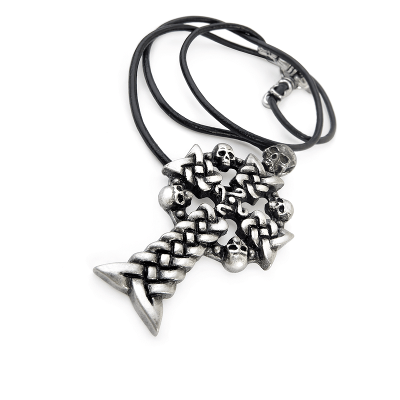 Gothic Skull Cross Pendant With Celtic Knot Design