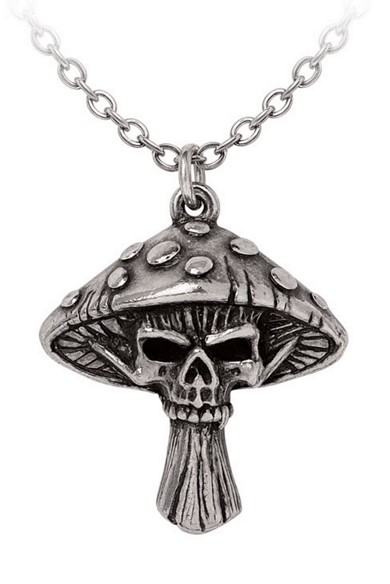 Gothic Skull Mushroom Pendant With Dark Fantasy Design