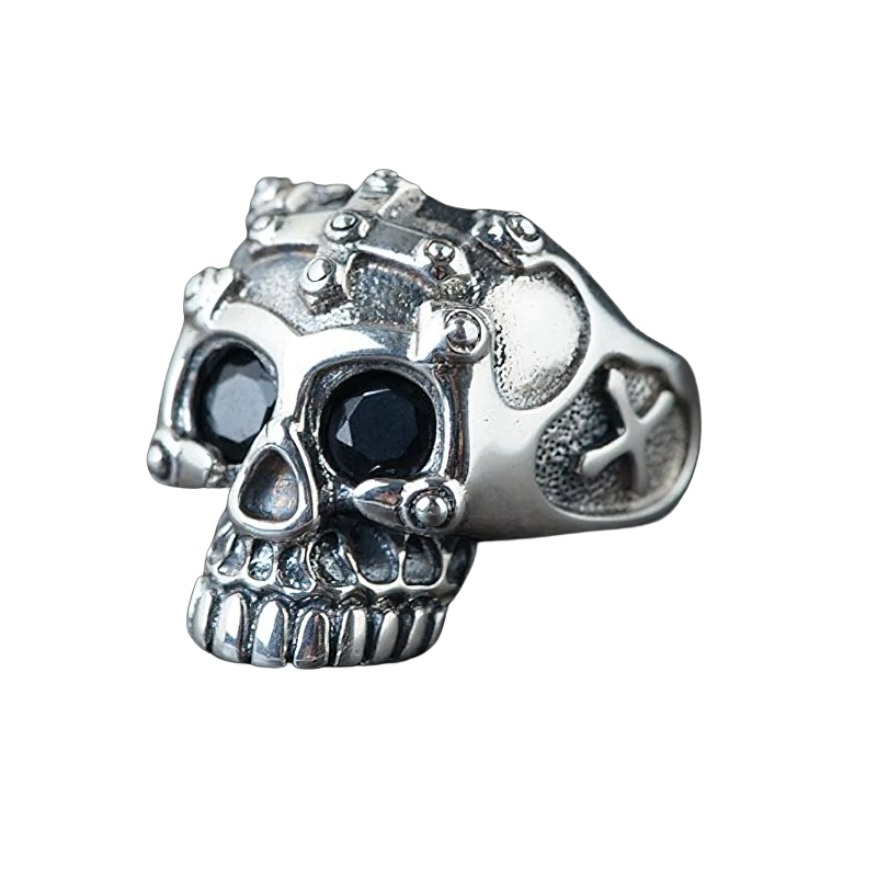 Gothic Skull Skeleton Ring of 925 Sterling Silver / Rock Style Jewelry