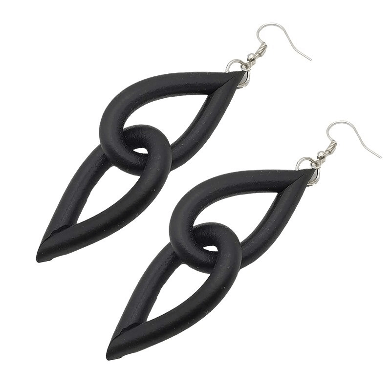 Gothic Stylish Black Rubber Earrings for / Handmade Female Accessories