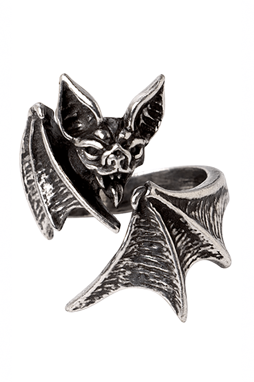 Gothic Nighthawk Bat Ring in Antiqued Pewter