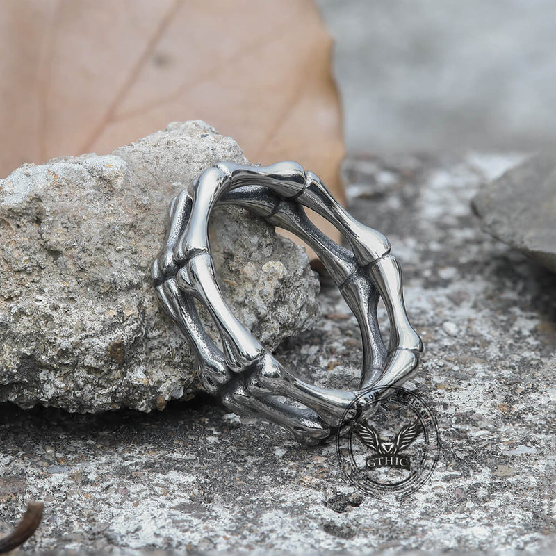 Gothic Bone Stainless Steel Skull Ring