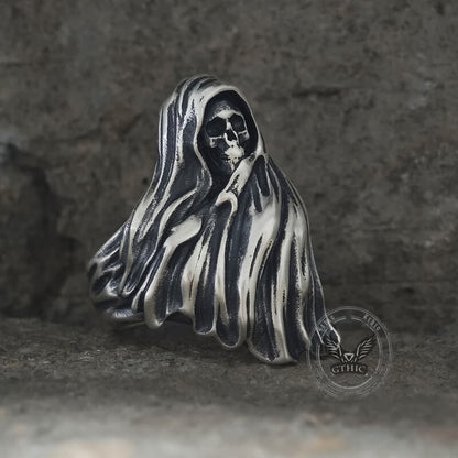Gothic Cape Skull Sterling Silver Ring