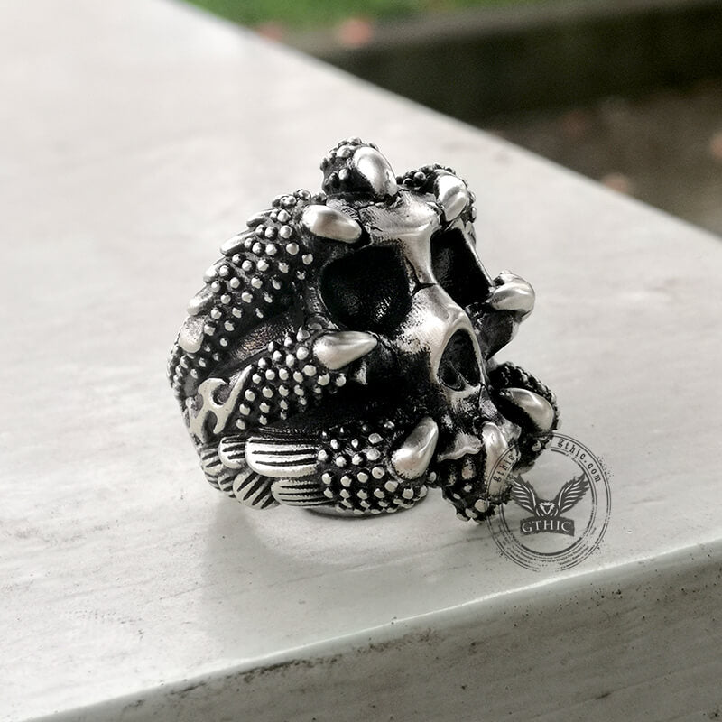 Gothic Claw Skull Sterling Silver Ring