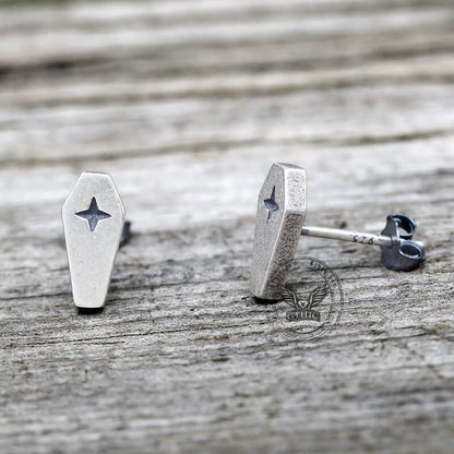 Gothic Coffin Cross Sterling Silver Stud Earring