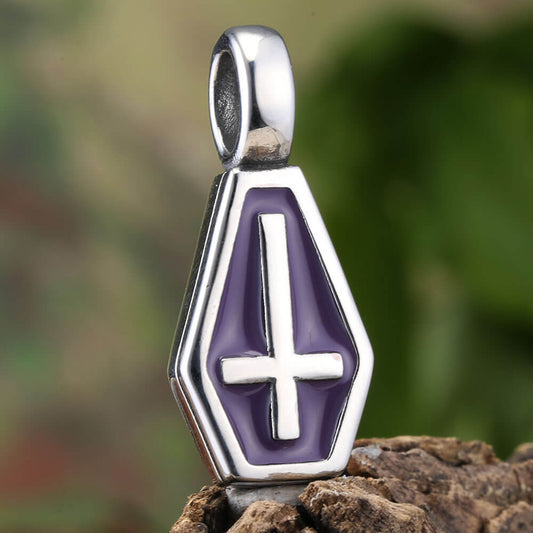 Gothic Cross Coffin Stainless Steel Vampire Pendant