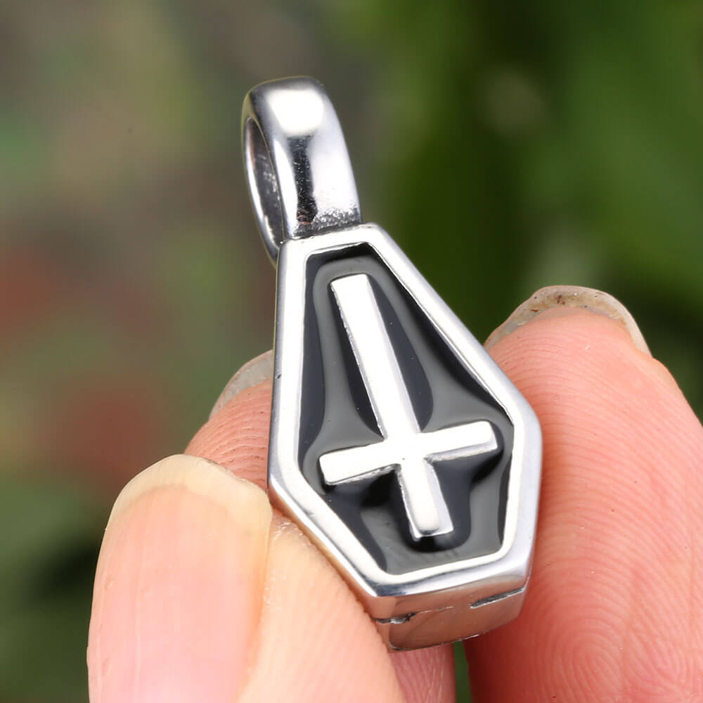 Gothic Cross Coffin Stainless Steel Vampire Pendant
