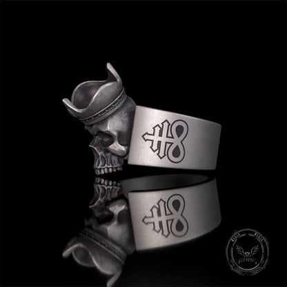 Gothic Crown Skull Leviathan Cross Sterling Silver Ring