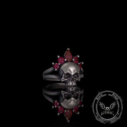 Gothic Crown Skull Sterling Silver Zircon Ring
