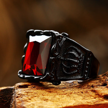 Gothic Crown Stainless Steel Cz Ring