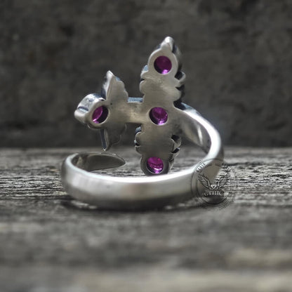 Gothic Curved Sword Sterling Silver Gem Ring