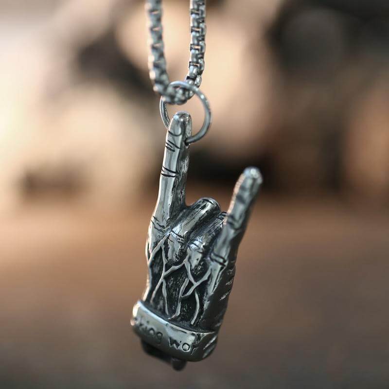 Gothic Dark Rock Sterling Silver Skull Necklace