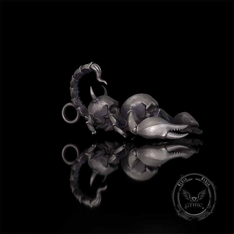 Gothic Demon Scorpion Sterling Silver Skull Pendant