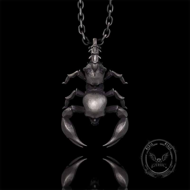 Gothic Demon Scorpion Sterling Silver Skull Pendant